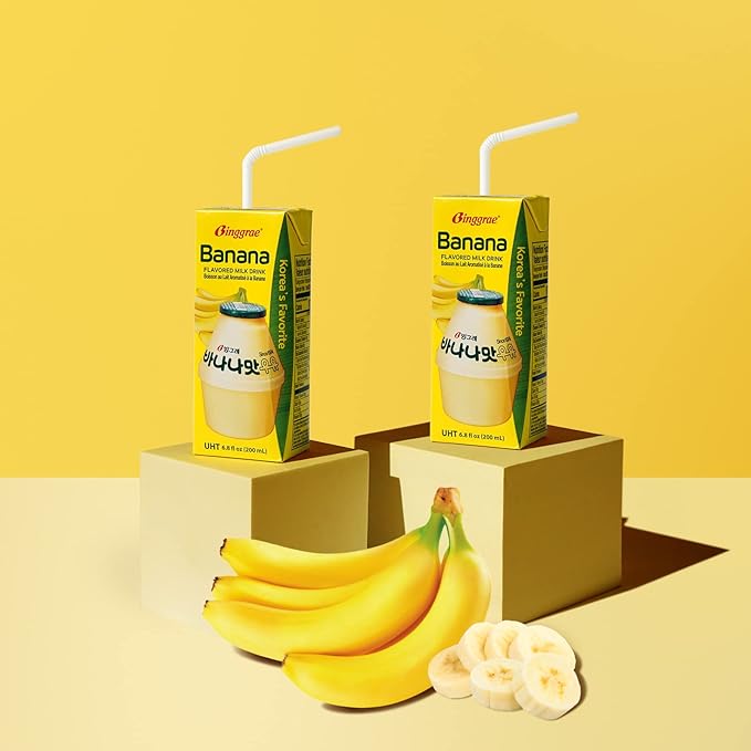 [Binggrae] Banana Flavored Milk 6.8 Fl Oz (Pack of 24)