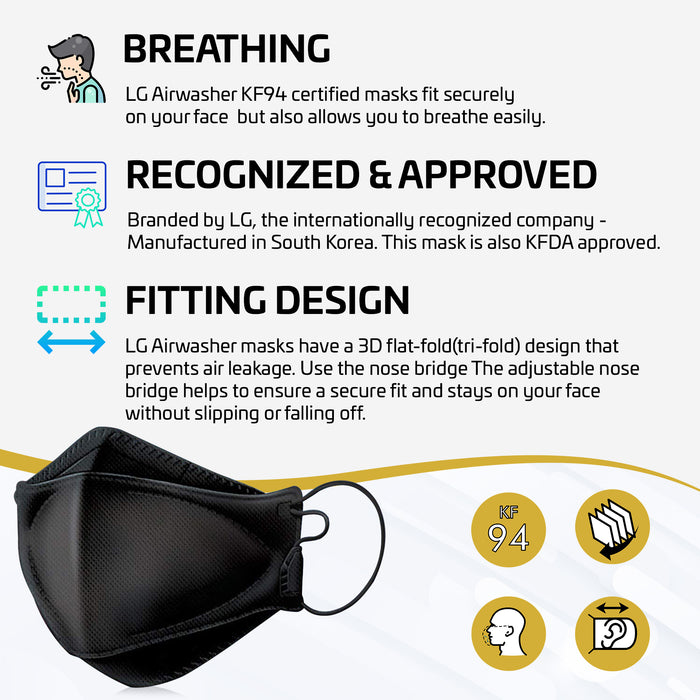 [LG] Airwasher KF94 Adjustable Adult Mask - Black