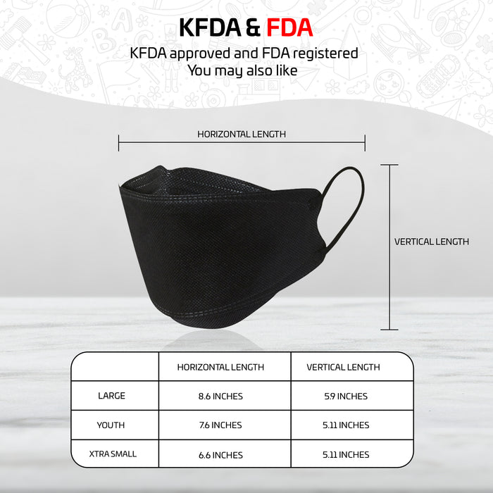 [HAPPYLIFE] GoodDay KF94 Premium Face Mask KIDS XSmall - Black