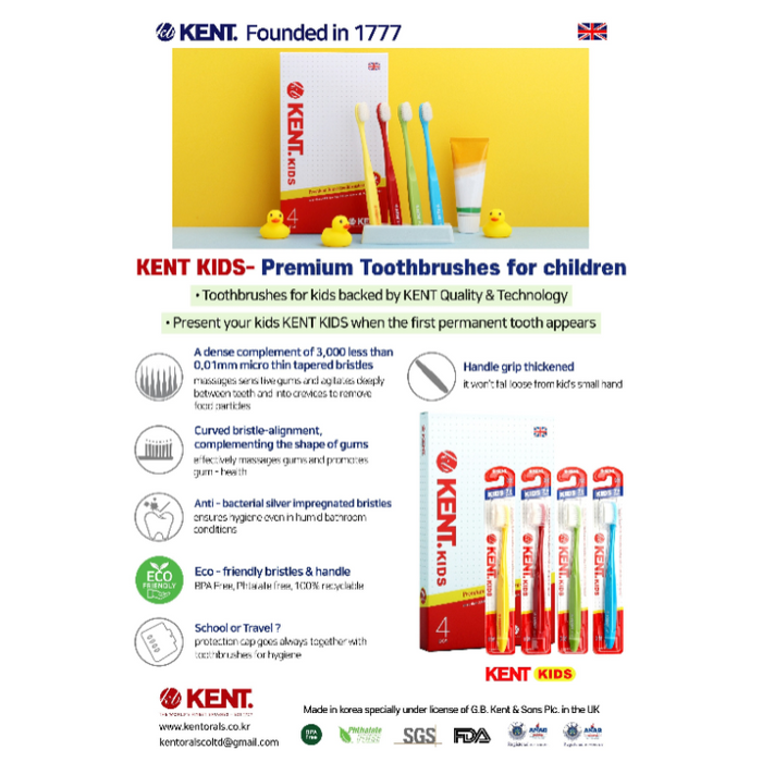 [KENT] Kids Finest Soft Toothbrush for (Pack of 4)