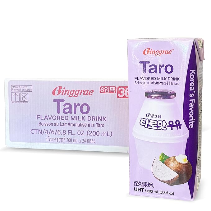 [Binggrae] Taro Flavored Milk 6.80 Fl Oz (Pack of 24)