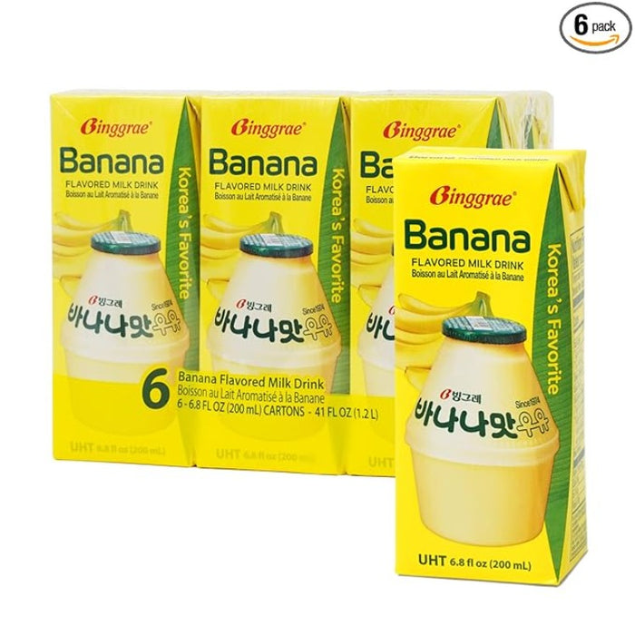 [Binggrae] Banana Flavored Milk 6.8 Fl Oz (Pack of 24)