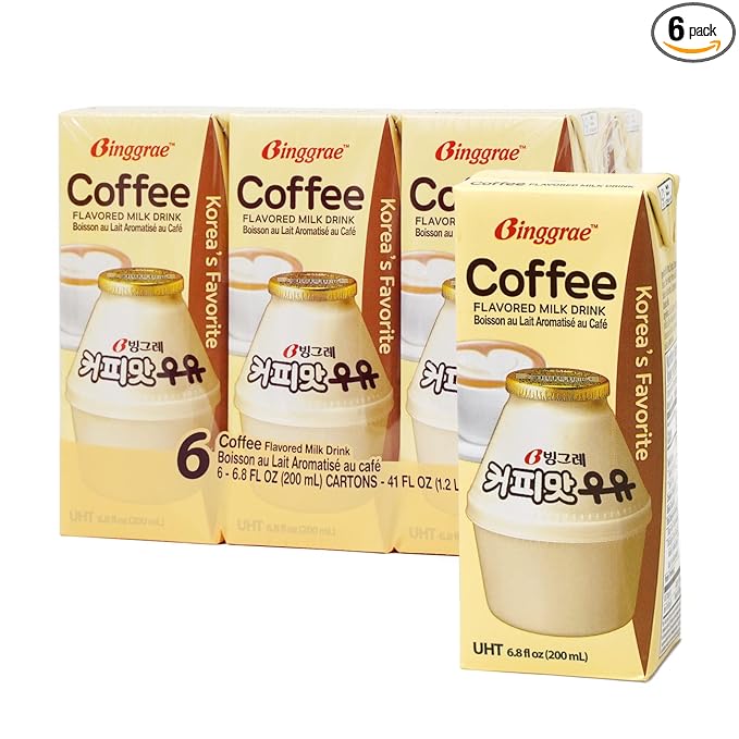 [Binggrae] Coffee Flavored Milk 6.8 Fl Oz (Pack of 24)