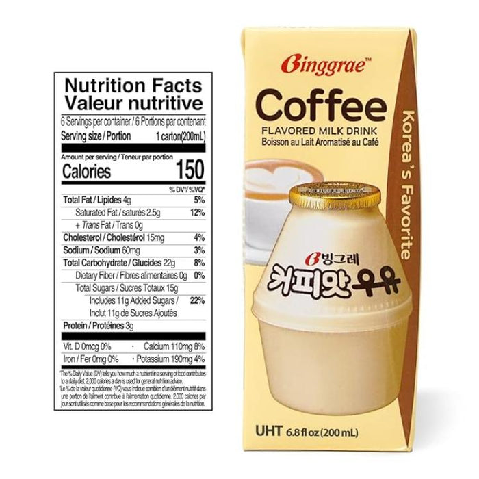 [Binggrae] Coffee Flavored Milk 6.8 Fl Oz (Pack of 24)