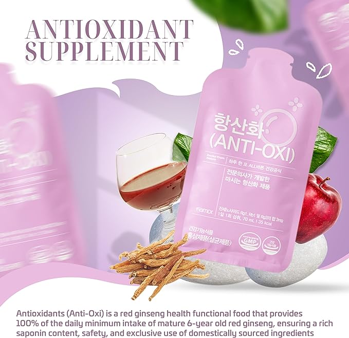 [FamDr] Antioxidants 100% Raw Material Red Ginseng Concentrate, Antioxidant Supplement 5 Multi-Functional Benefits, Subtle Sweetness, On-The-Go Pouch Packaging(70mL x 10 Pouches)