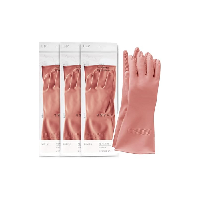 [Saengong] Dishwashing Rubber Gloves Made with Natural Latex 3 Pairs