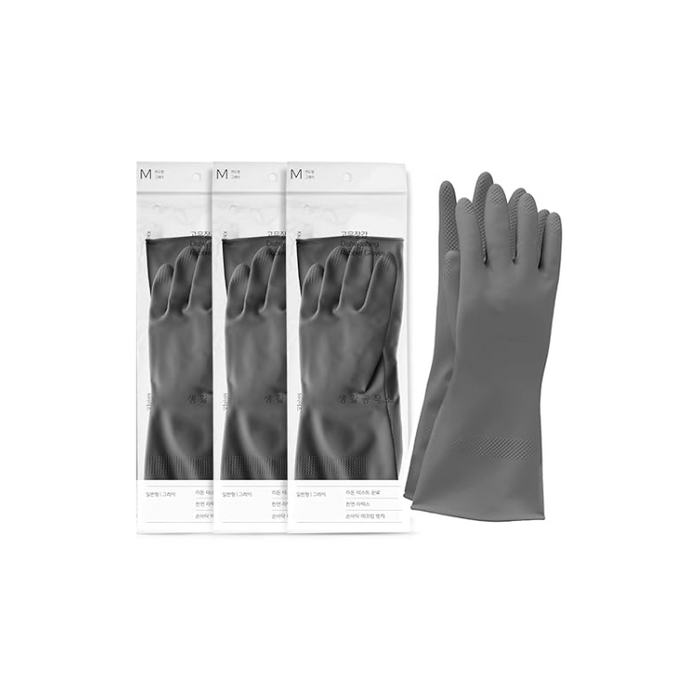 [Saengong] Dishwashing Rubber Gloves Made with Natural Latex 3 Pairs