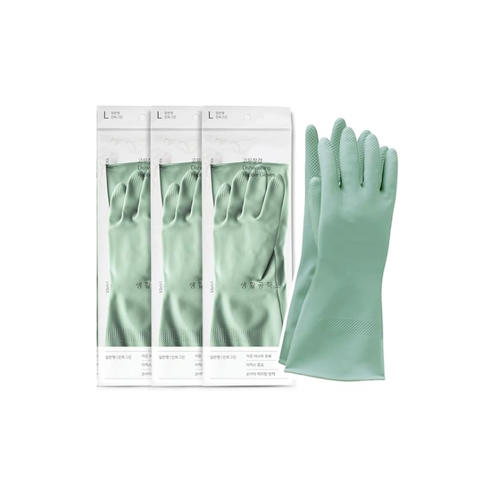 [Saengong] Dishwashing Rubber Gloves Made with Natural Latex 3 Pairs