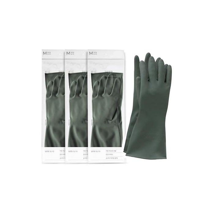 [Saengong] Dishwashing Rubber Gloves Made with Natural Latex 3 Pairs