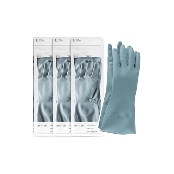 [Saengong] Dishwashing Rubber Gloves Made with Natural Latex 3 Pairs