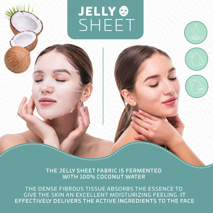 [RE:PIEL]  Capsule Facial Masks, Jelly Sheet with easy application, 100% Coconut Water, All Skin Types, Made in Korea (S.O.S. Trouble - Heartleaf)