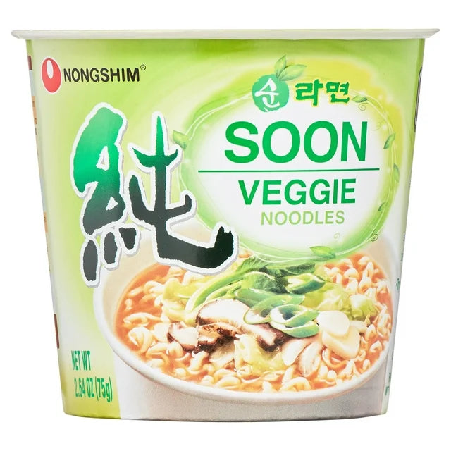 [Nongshim] Soon Veggie Savory Vegan Ramen Noodle Soup Cup, 2.64oz X 6 Count