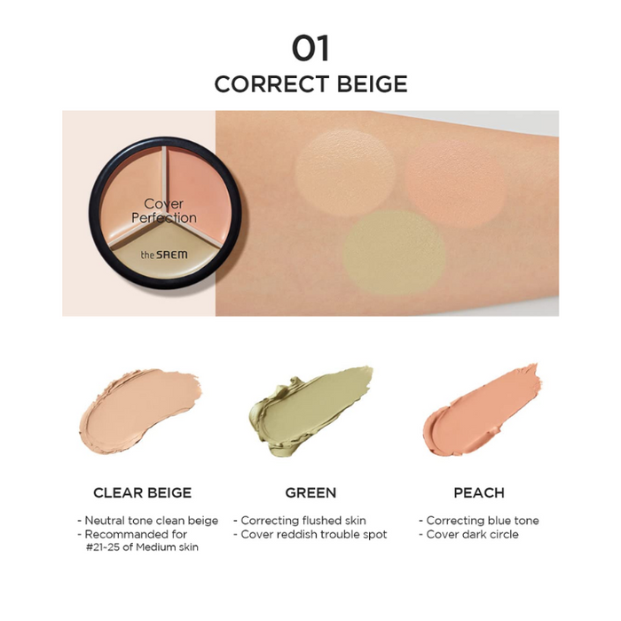 [the SAEM] Cover Perfection Triple Pot Concealer 4.5g*3 (5 Colors)