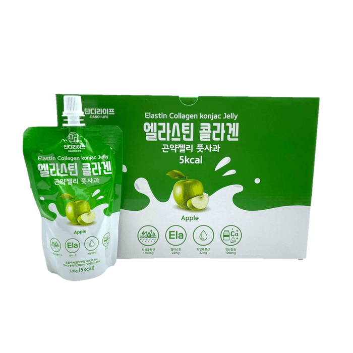 DANDI LIFE Low-Calorie Great Taste and Texture Collagen Konjac Jelly Pack of 10 Per Box (5kcal) APPLE