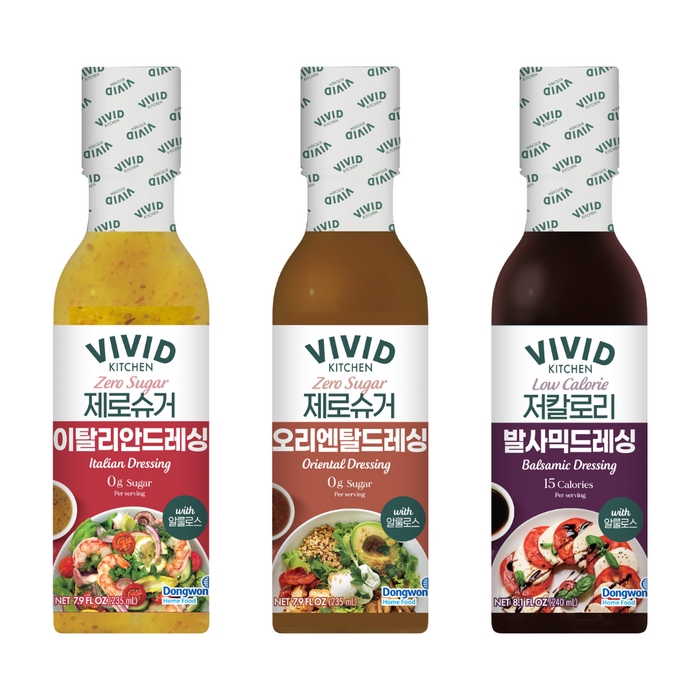 [Dongwon] Vivid Kitchen Low Calorie / Zero Sugar Salad Dressing