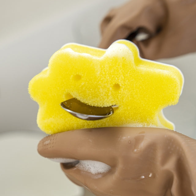 SAENGONG Smiley Stick-On Kitchen Scrubber Sponge (3 in a box