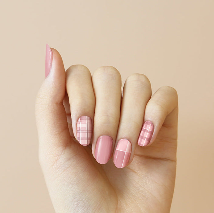 [BellaNella] Nail Sticker - Daily Check Pink BUY 1 GET 1
