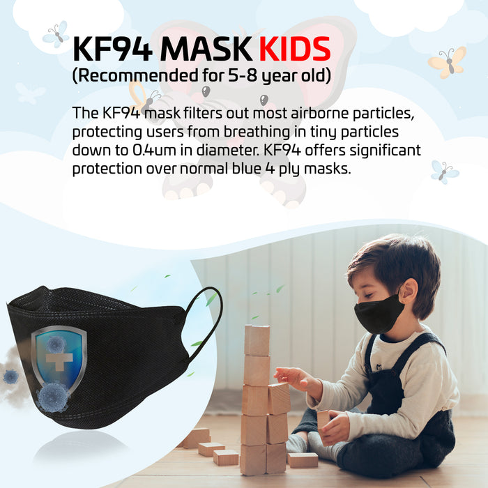 Happylife GoodDay KF94 Premium Face Mask Kids(XSmall-Black)