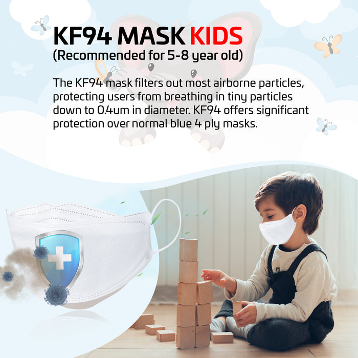 Happylife GoodDay KF94 Premium Face Mask Kids(XSmall-White)2bags-10pcs