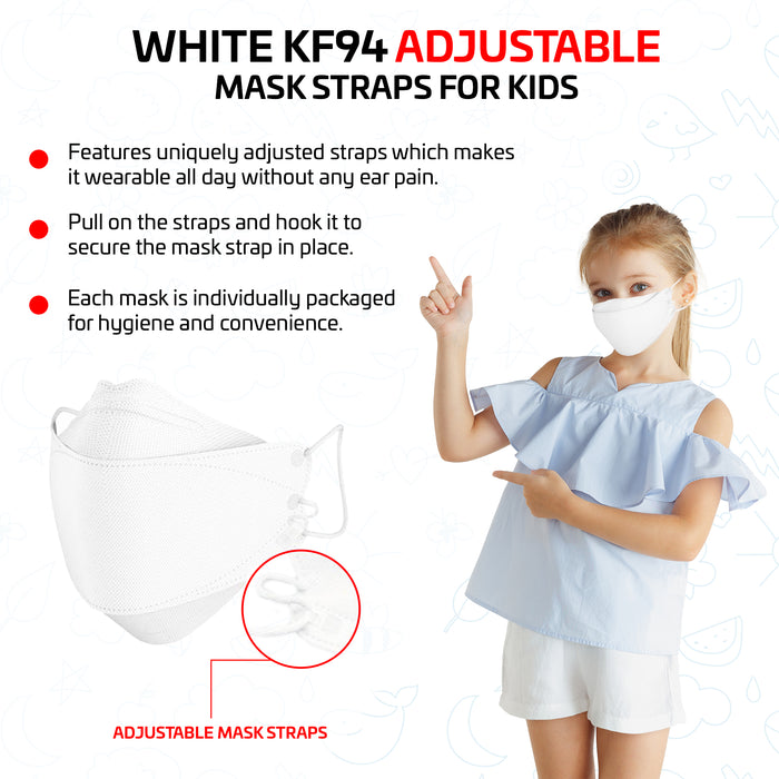 [Evergreen] KF94 Clean top Adjustable Strap Kids Small - White