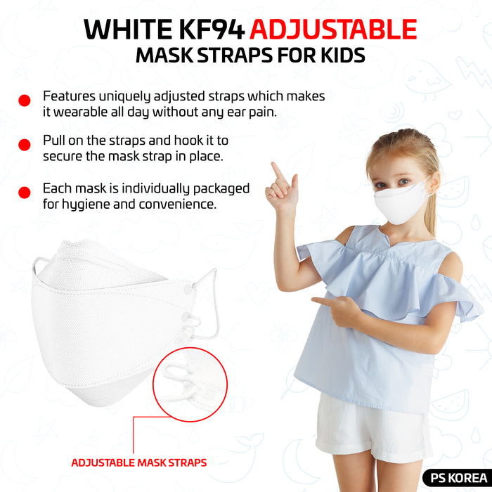 [Evergreen] Clean top KF94 Adjustable Strap Kids Small - Black (50pcs) + White (50pcs)