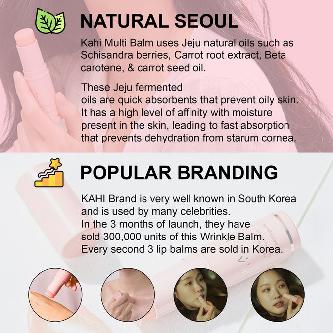 KAHI SEOUL Wrinkle Bounce Multi Balm With Jeju Origin Oil and Refill 9g Season 2