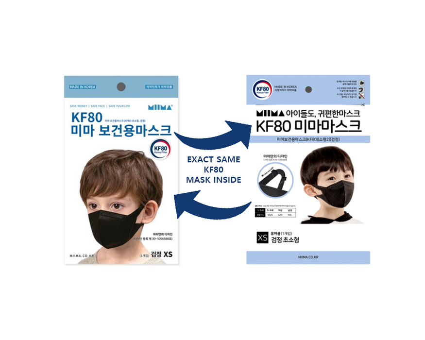 Miima KIDS KF80 Black-XSmall Face Mask