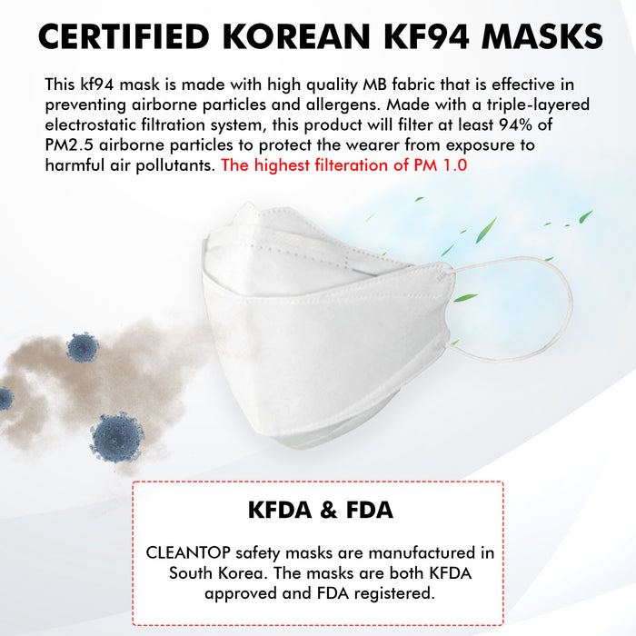 [Evergreen] Clean top KF94 Mask Adult - White